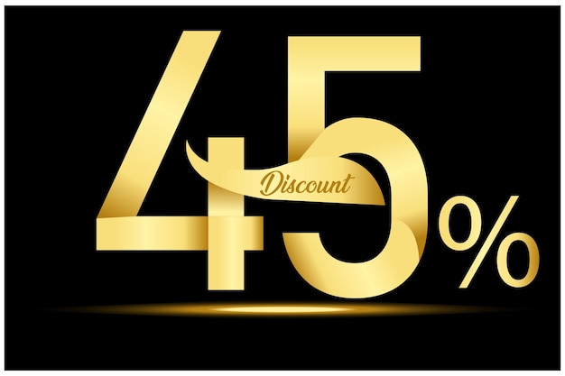 Golden 45 Percent Off discount sale Banner