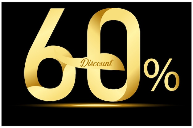 Golden 60 Percent Off discount sale Banner