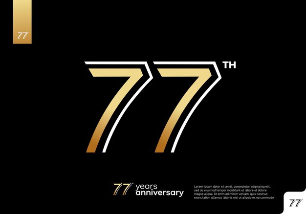 Golden 77th anniversary celebration logotype on black background