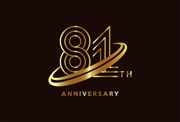 Golden 81 year anniversary celebration logo design inspiration