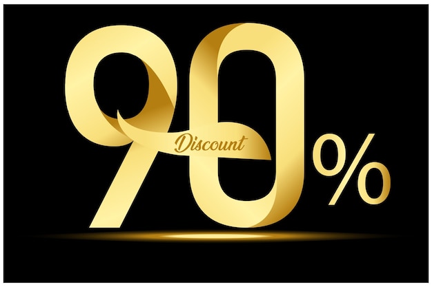 Golden 90 Percent Off discount sale Banner