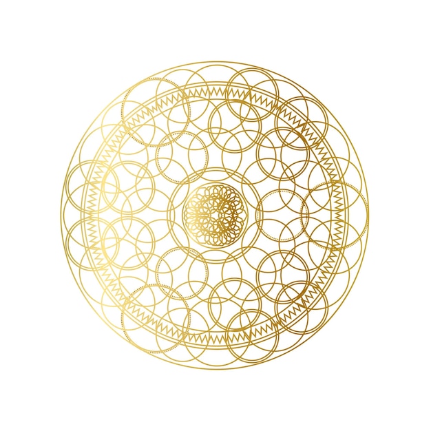 Golden abstract geometric mandala outline vector illustration