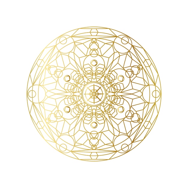 Golden abstract geometric mandala outline vector illustration