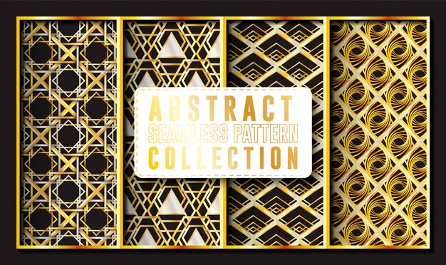 Golden Abstract and geometric seamless pattern collection