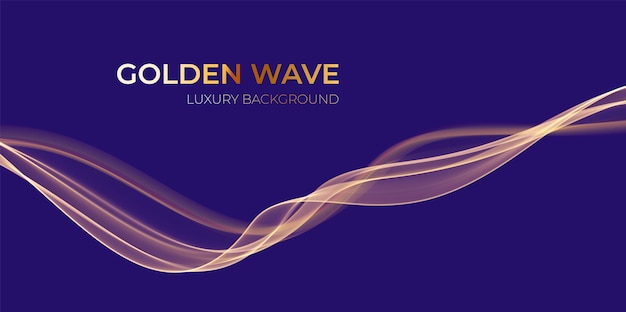 Golden abstract wave Magic line design Flow curve motion element Neon wavy illiustration