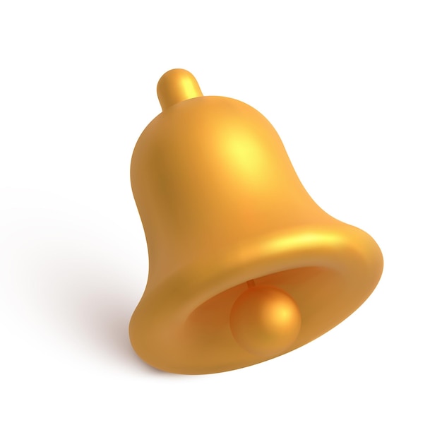 Golden alert bell isolated on white background Yellow isometric icon 3d design for app element Reminder or alarm for web chat office Notification message symbol collection Vector illustration