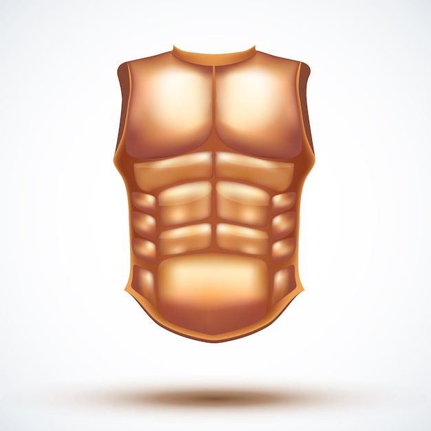 Golden ancient gladiator body armor.  Illustration  on white background.