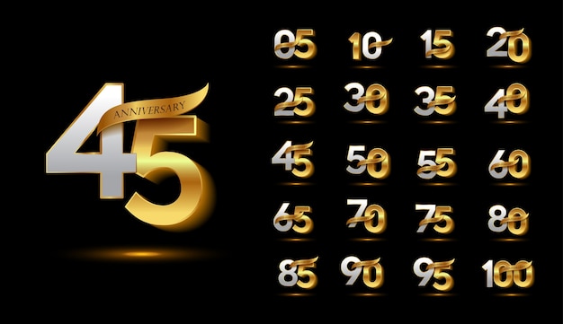 Golden anniversary celebration logotype set