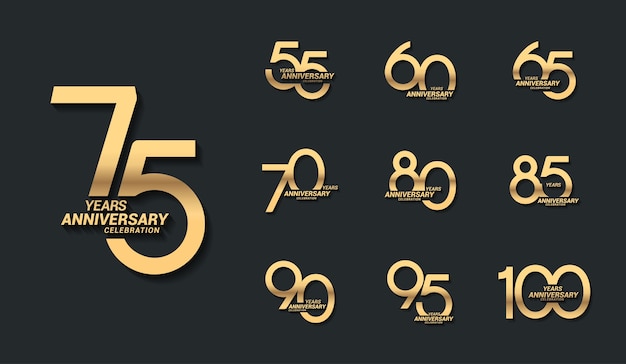 Golden anniversary celebration logotype set