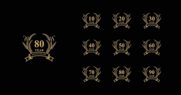 Golden anniversay premium emblem set