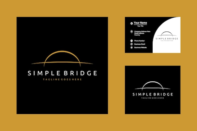 Golden Arch River Bridge Simple Minimalist Logo Icon Vector Design Inspiration