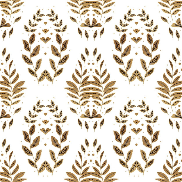 Golden art decoration illustration Luxury seamless pattern with gold leaves