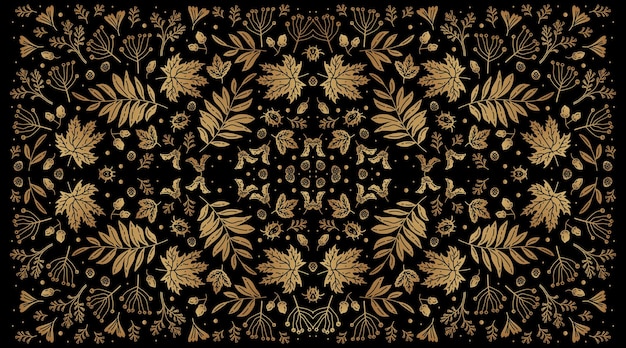 Golden art decoration illustration Luxury seamless pattern with gold leaves