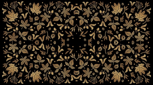 Golden art decoration illustration Luxury seamless pattern with gold leaves