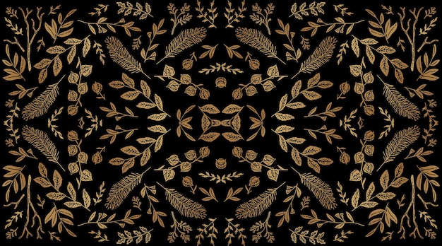 Golden art decoration illustration Luxury seamless pattern with gold leaves