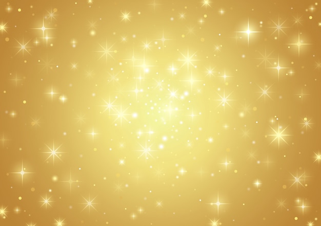 Golden Background of Sparkles with Stars