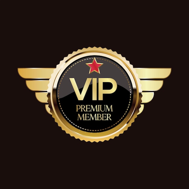 Golden badge VIP premium member design isolated on black background