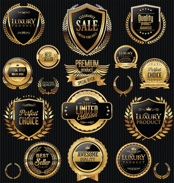 Golden badges and labels