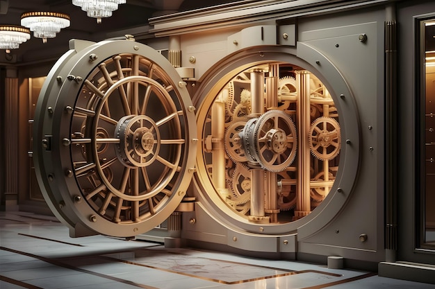 Golden Bank Vault Door 3d illustration