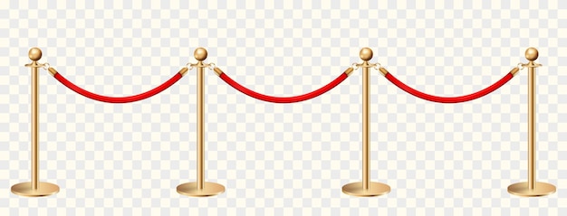 Golden barriers front view on transparent background vector illustration