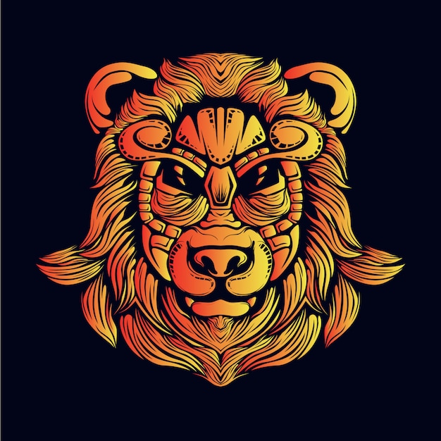 Golden bear head illustration