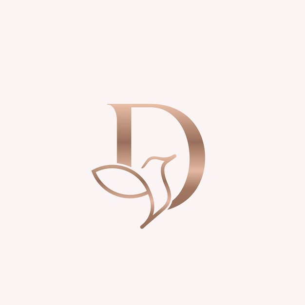 Vector golden bird logo beauty letter d