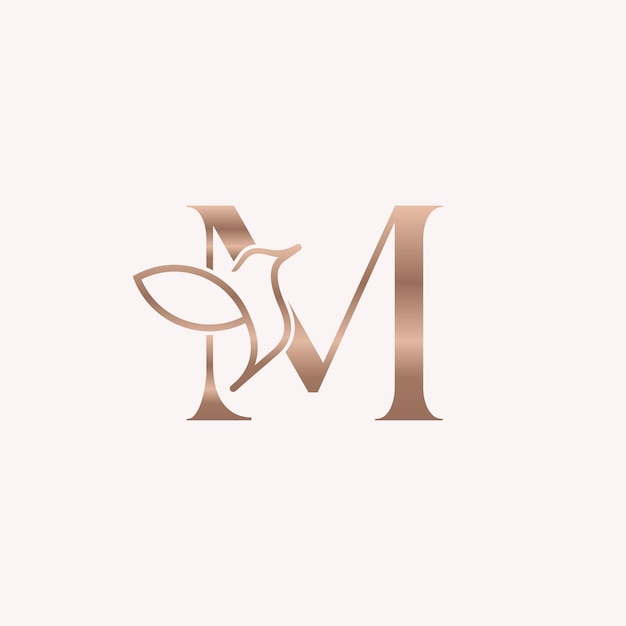 golden bird logo beauty letter M