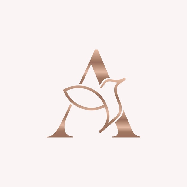 golden bird logo beauty letter A