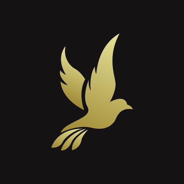 A golden bird logo with black background