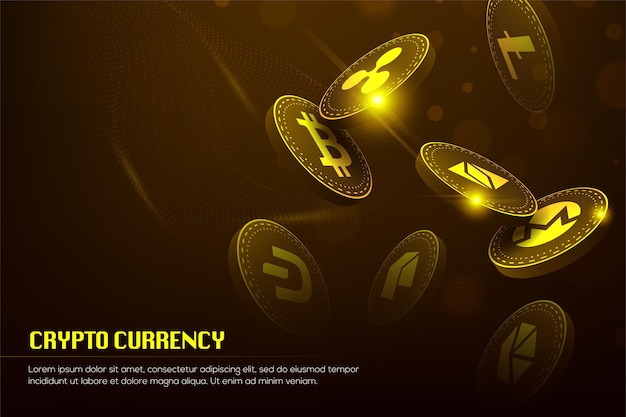 Golden Bitcoin blockchain technology 3d concept suitable for future technology banner or or cover