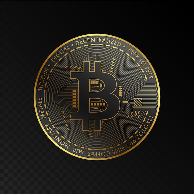 Golden Bitcoin blockchain technology concept suitable for future technology banner or or cover