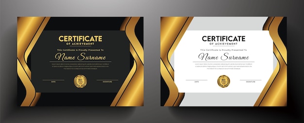 Golden and black luxury certificate of achievement template