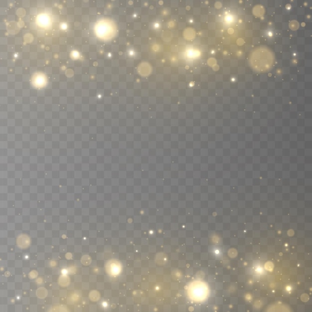 Golden blurred stardust Blurry light effect Defocused glare bokeh Yellow dust sparks stars vector