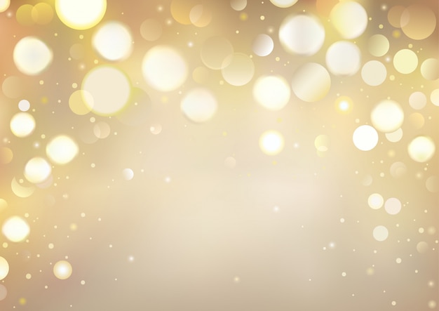 Vector golden bokeh background with sparkling lights