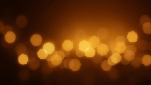 Vector golden bokeh lights glowing softly on a dark background