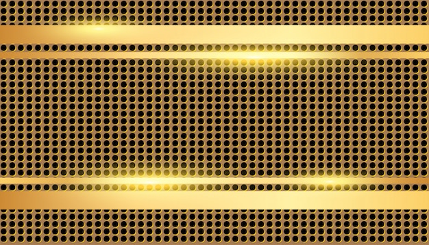 Golden border on gold metal perforated texture