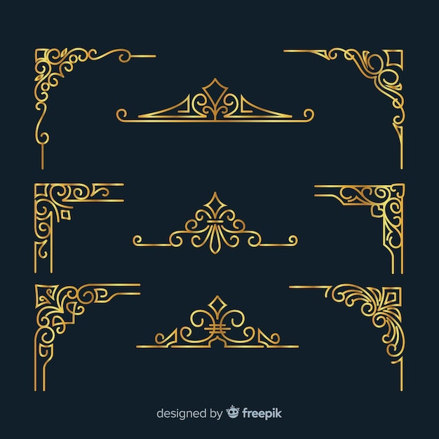 Golden border ornament pack