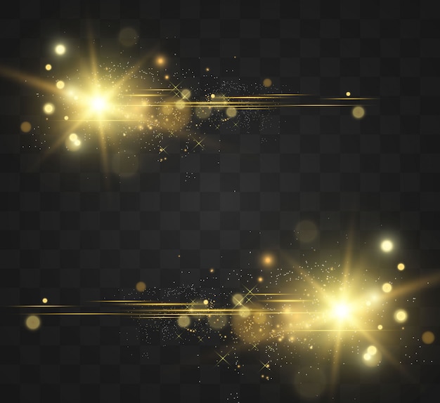 Golden bright star. Light effect bright star. Beautiful light to illustrate.