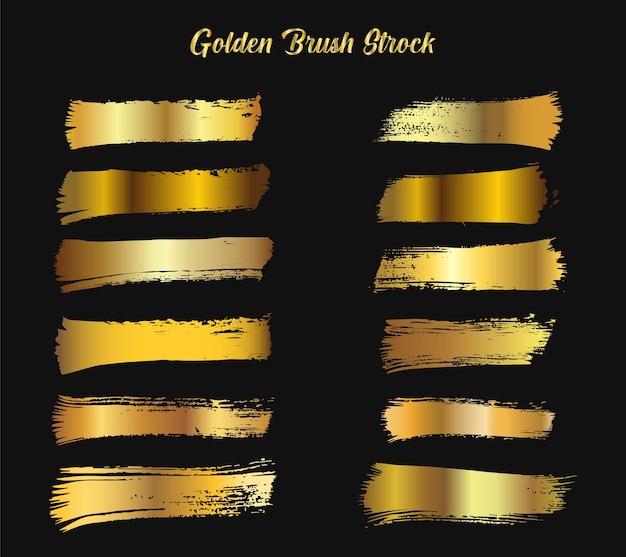 Golden brush stroke set