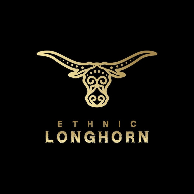 Golden Buffalo Longhorn Head Logo Design