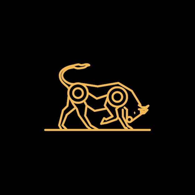 golden bull bullish market logo design