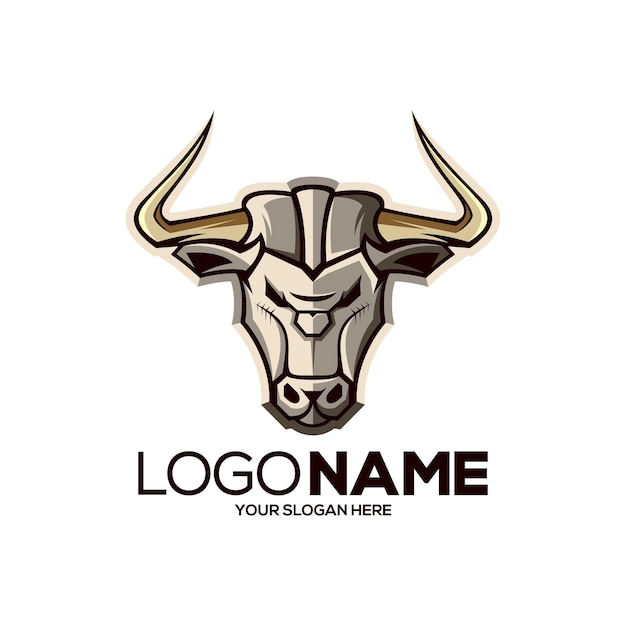 golden bull mascot logo design illustration