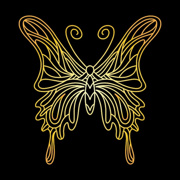 The golden butterfly is an insect beetle linear vector illustration