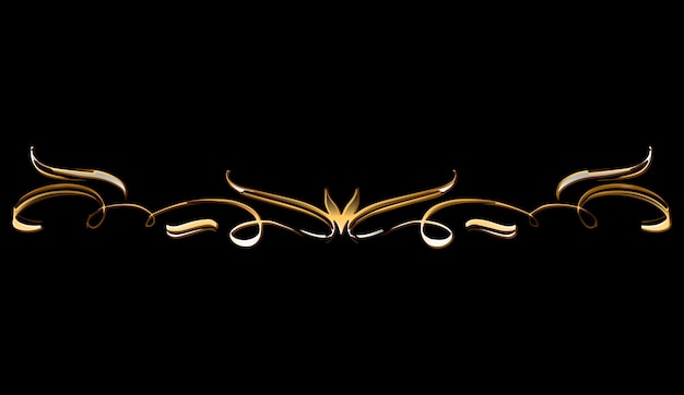 Golden Calligraphic Divider. Hand Drawn Luxury Shiny Design Element. Vector Illustration.