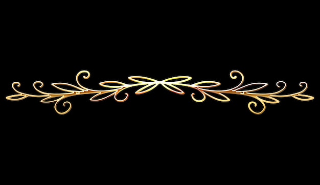 Golden Calligraphic Divider. Luxury Shiny Hand Drawn Design Element.