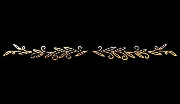 Golden Calligraphic Divider. Luxury Shiny Hand Drawn Design Element.