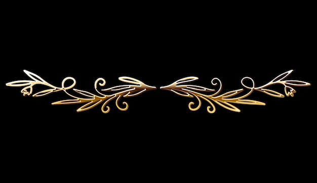 Golden Calligraphic Divider. Luxury Shiny Hand Drawn Design Element.