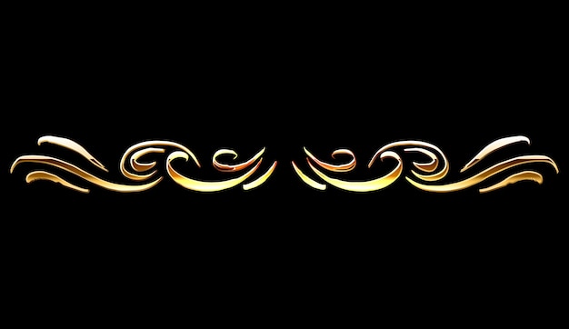 Golden Calligraphic Divider. Luxury Shiny Hand Drawn Design Element.