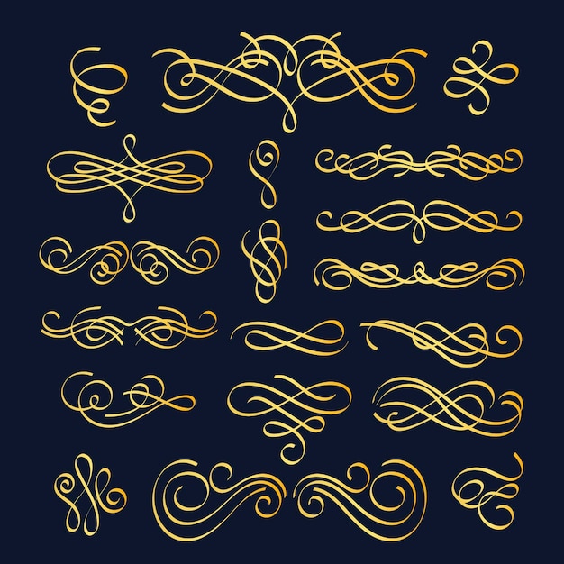 Golden calligraphic ornament collection