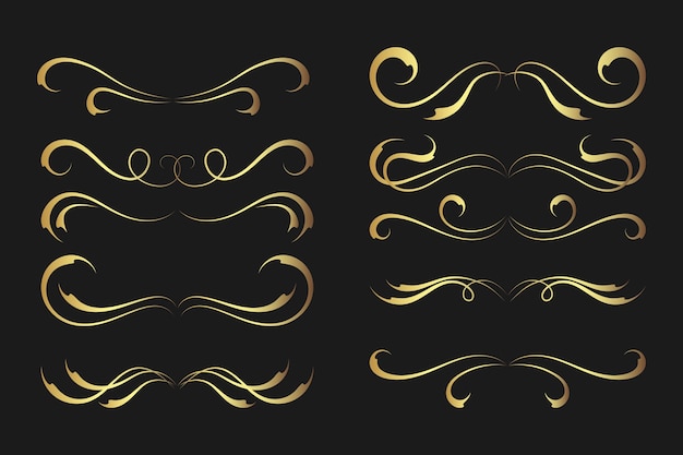 Golden calligraphic ornament collection